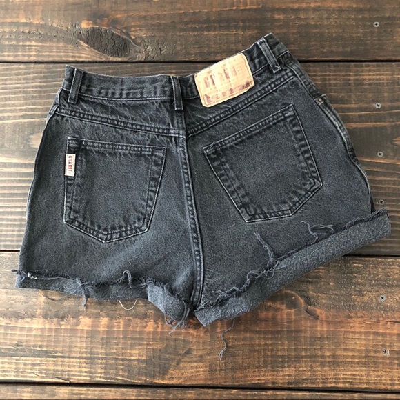 vintage black denim shorts